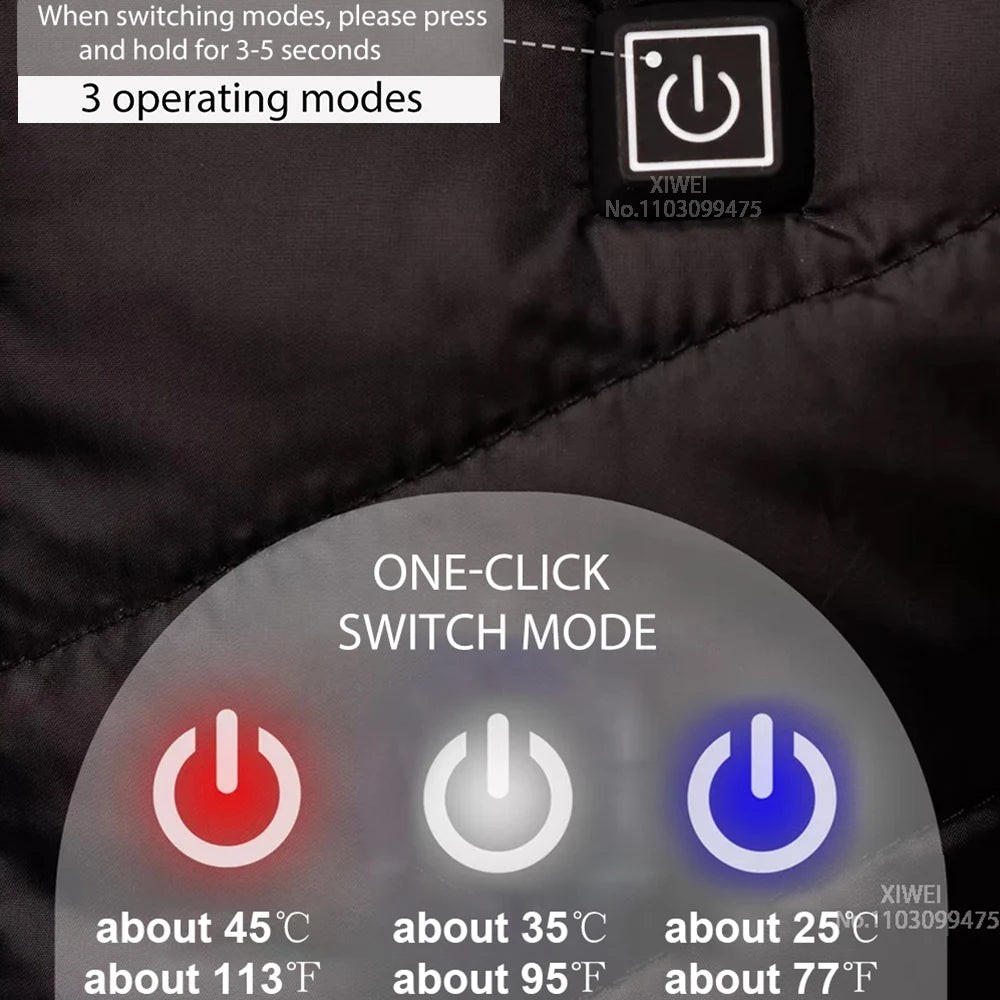 USB Electric Heated Jacket,2-21 Heating Zones