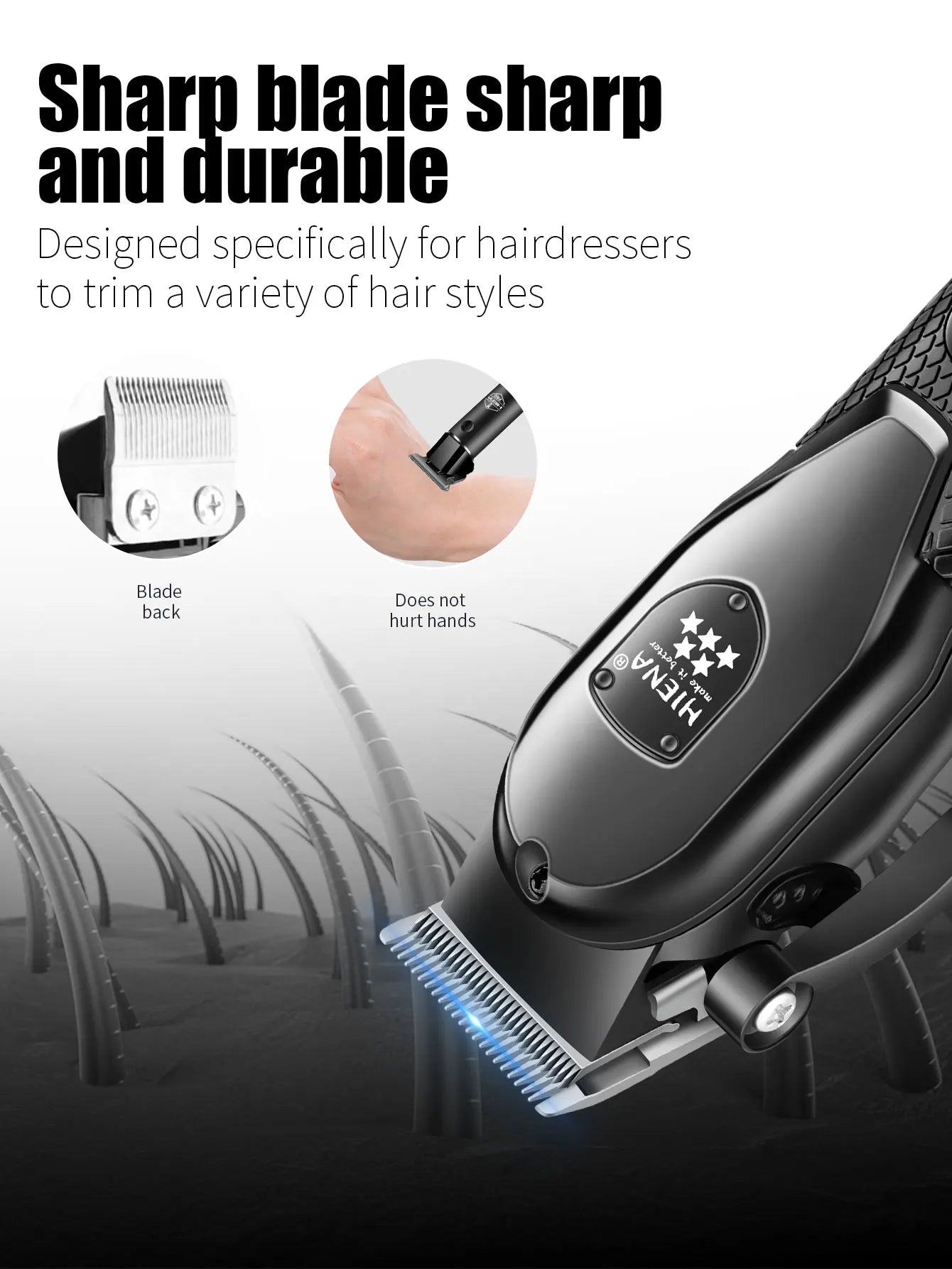 HIENA Professional Hair Clipper Kit, LCD Display Electric Grooming Set for Men