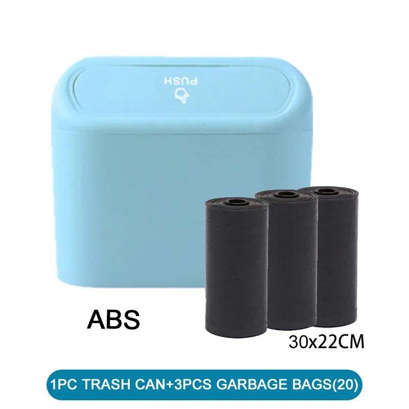 Mini Car Trash Can with Lid & 60 Garbage Bags
