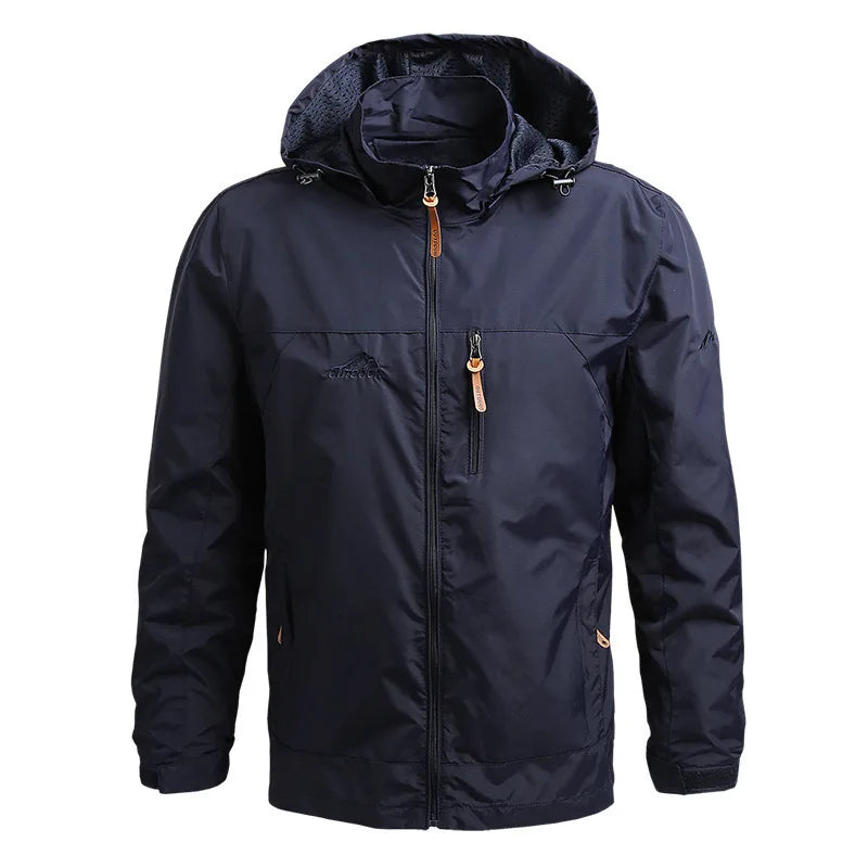 Men's Tactical Windbreaker Jacket, Waterproof Hooded Field Coat Up to 5XL