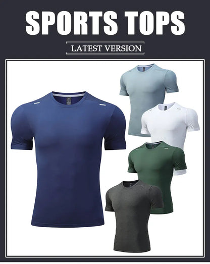 Men's Quick Dry Short Sleeve Sports Top, Breathable Cycling & Running Tee