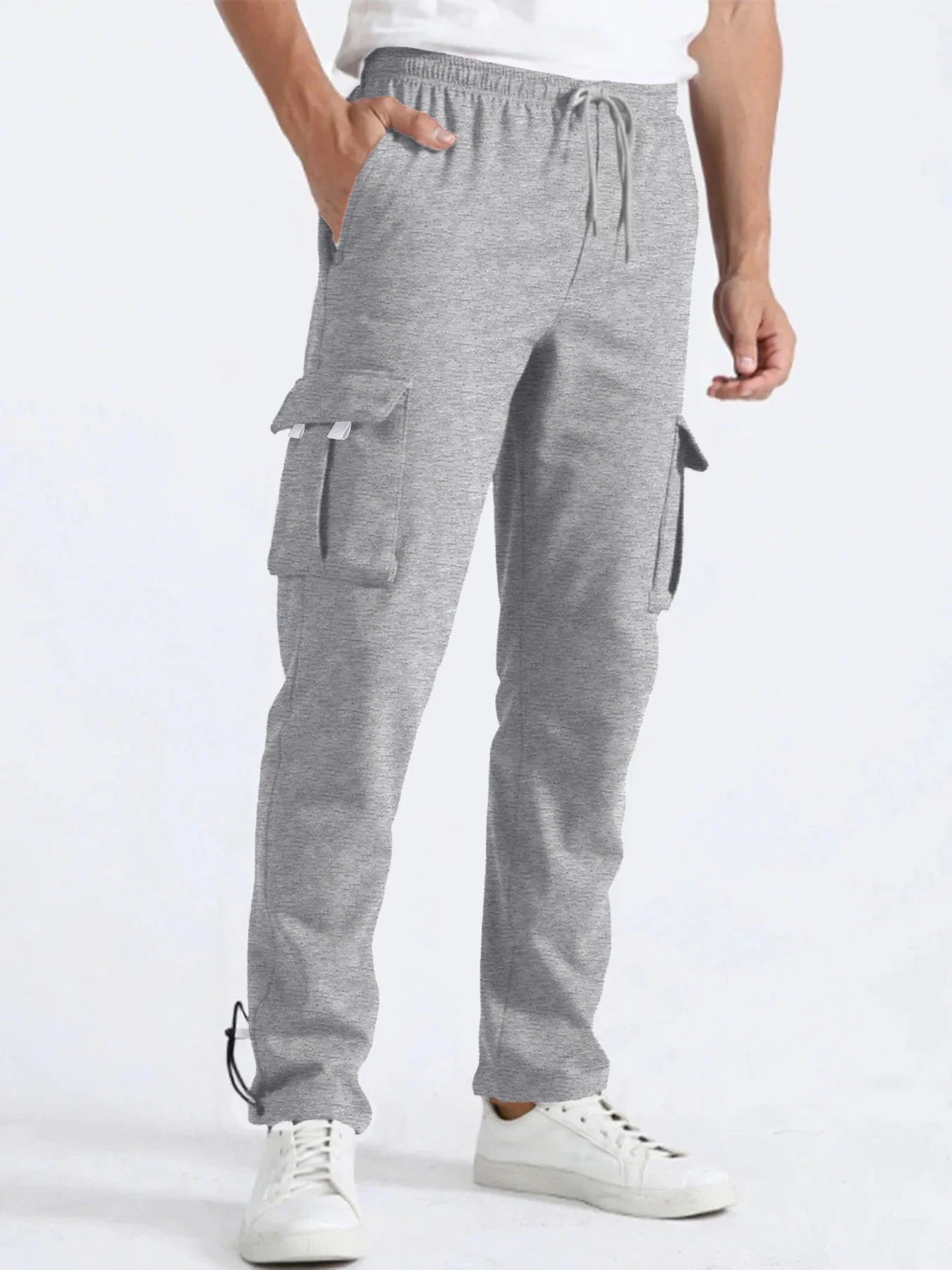 Men's Straight Fit Jogger Sweatpants, loose Oversized Multi-Pocket