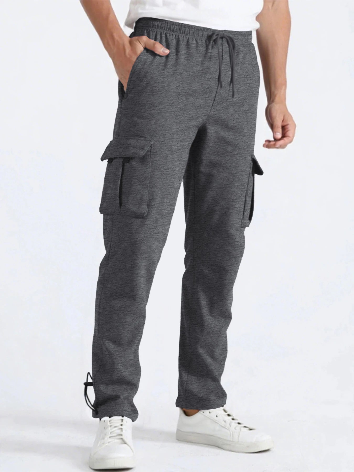 Men's Straight Fit Jogger Sweatpants, loose Oversized Multi-Pocket