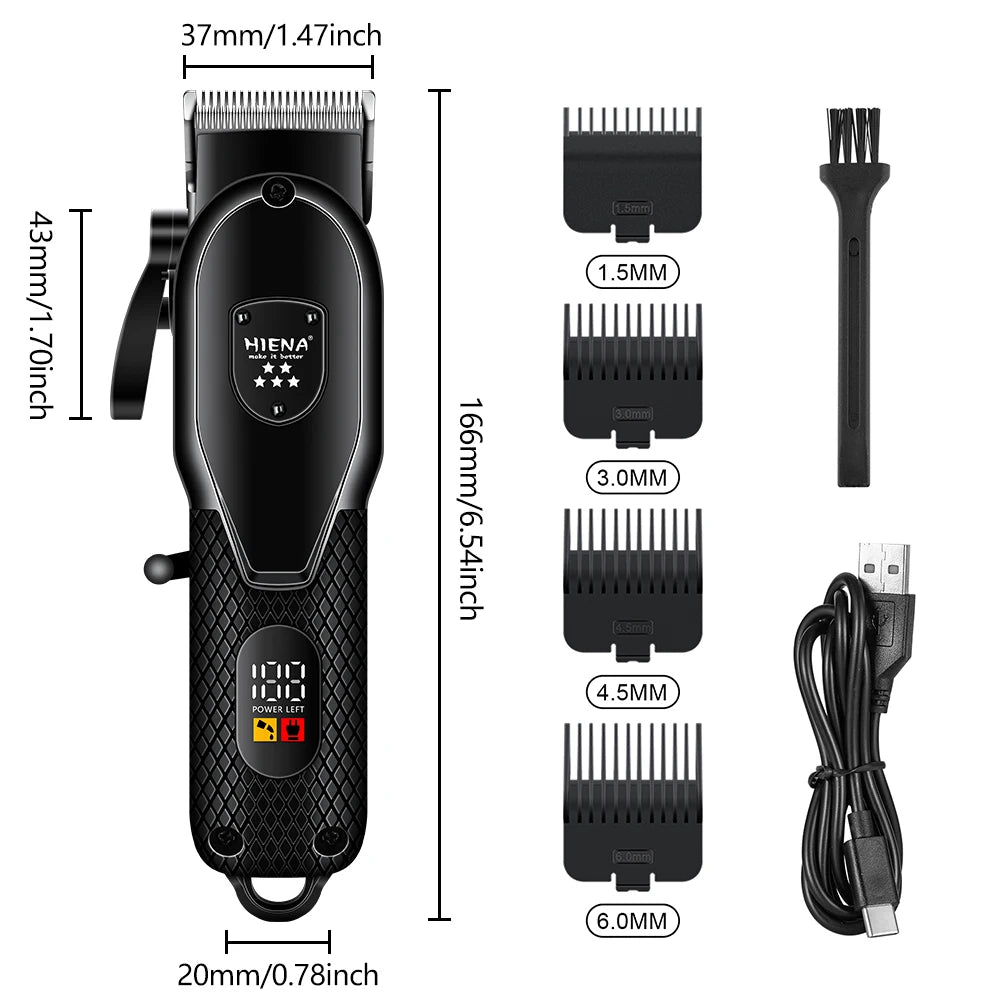 HIENA Professional Hair Clipper Kit, LCD Display Electric Grooming Set for Men