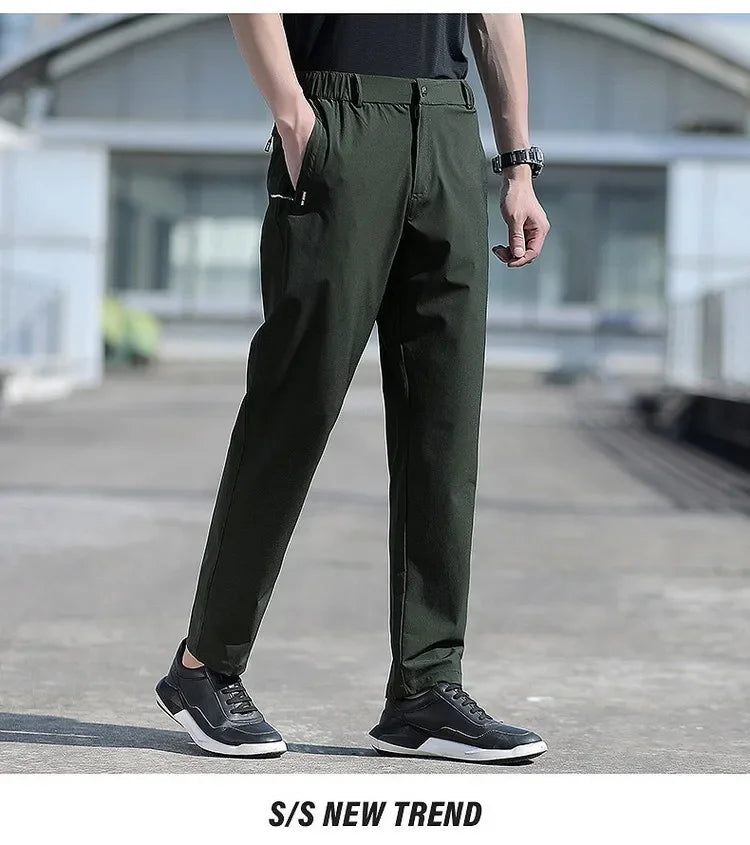 Men's Ice Silk Summer Pants, quick Dry Stretch Up to 7XL