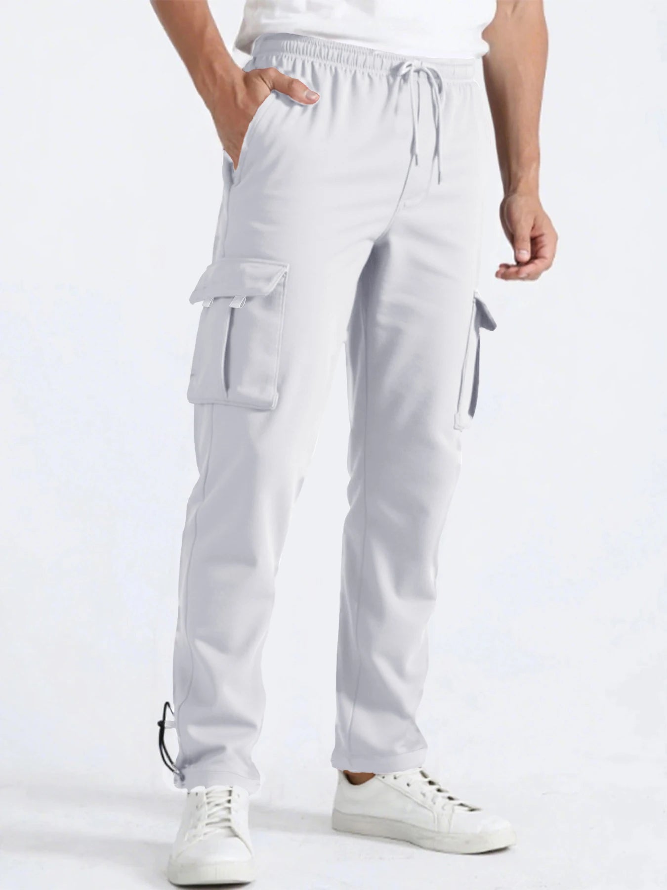 Men's Straight Fit Jogger Sweatpants, loose Oversized Multi-Pocket