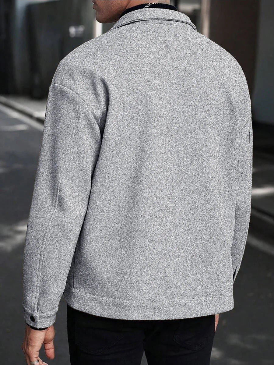 Men's Casual Shacket, Button-Up Overshirt Spring Jacket