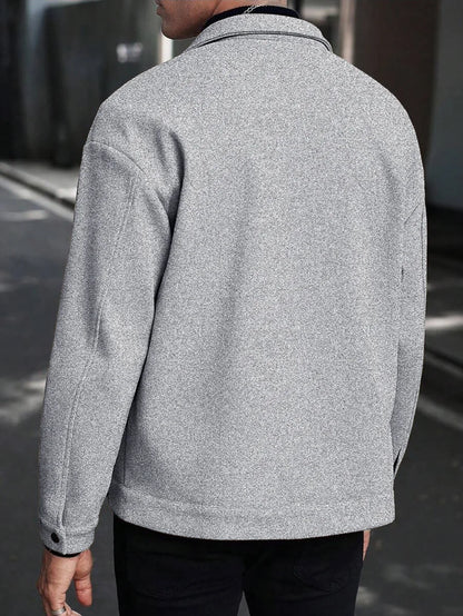 Men's Casual Shacket, Button-Up Overshirt Spring Jacket