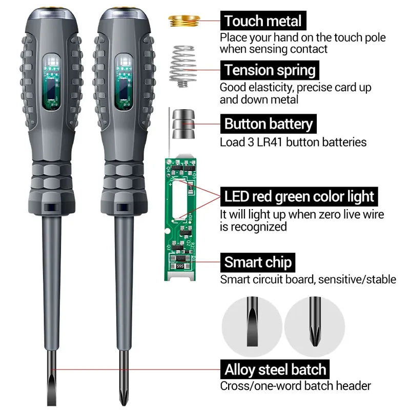 Voltage Tester & Electrician Screwdriver Set (2pcs)