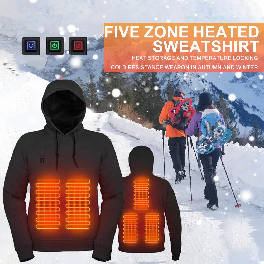 USB Heated Hoodie, 3 Heat Levels, Vintage Outdoor