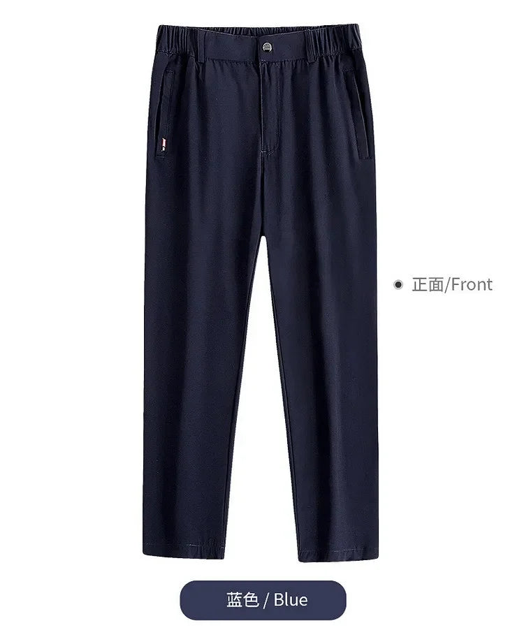 Men's Ice Silk Summer Pants, quick Dry Stretch Up to 7XL