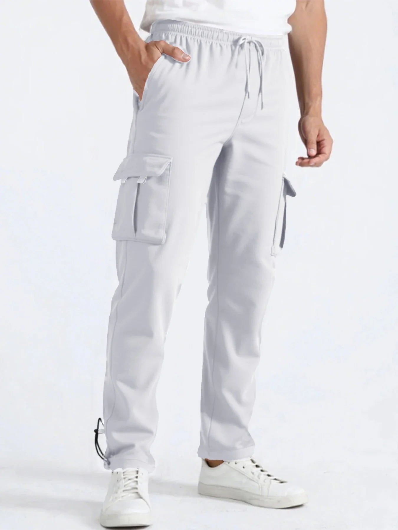 Men's Straight Fit Jogger Sweatpants, loose Oversized Multi-Pocket