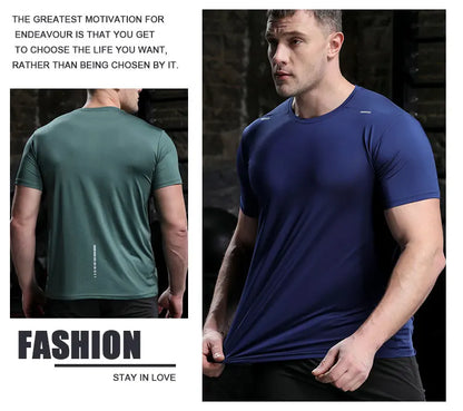 Men's Quick Dry Short Sleeve Sports Top, Breathable Cycling & Running Tee