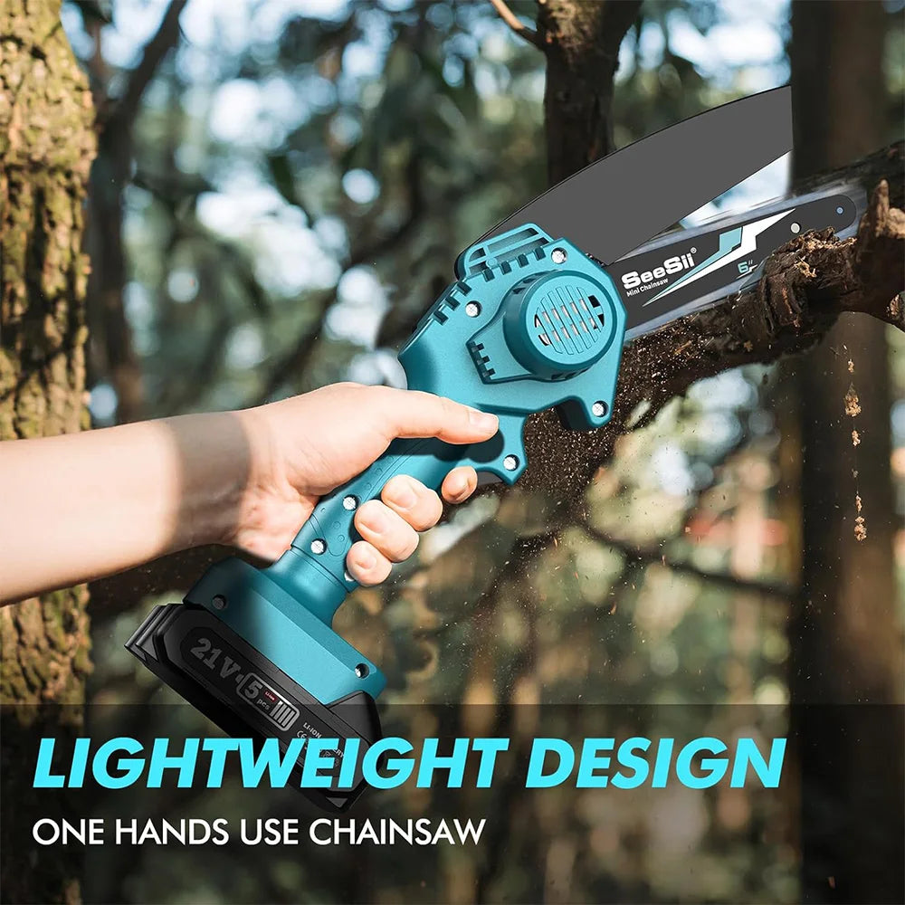 6-Inch Cordless Mini Chainsaw, 18V Compatible Electric Chain Saw