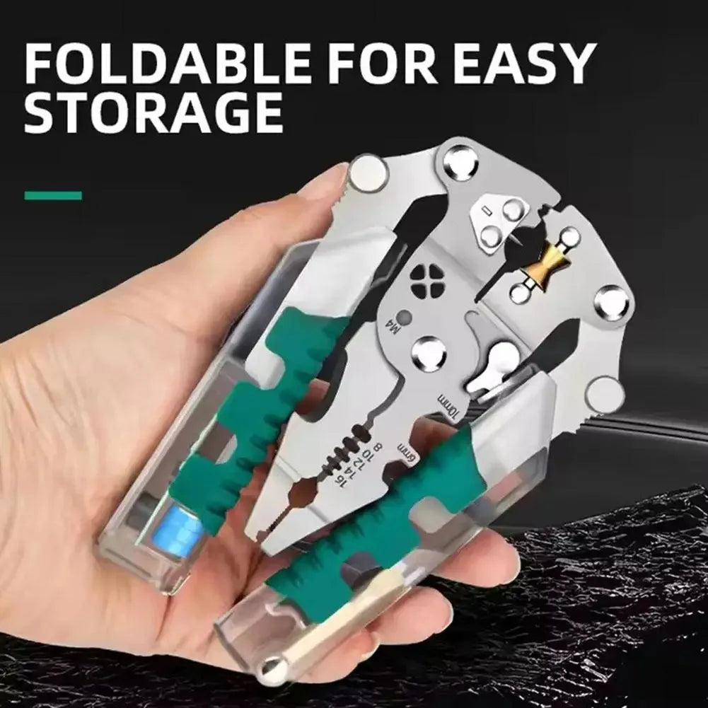 Foldable Wire Stripper & Crimping Pliers — Multifunctional