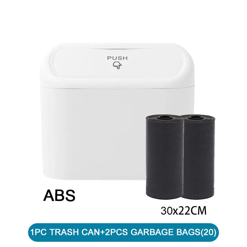 Mini Car Trash Can with Lid & 60 Garbage Bags