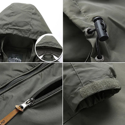 Men's Tactical Windbreaker Jacket, Waterproof Hooded Field Coat Up to 5XL