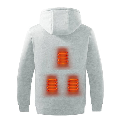 Men's USB Electric Heated Hoodie, Fleece Outdoor Pullover Sweatshirt
