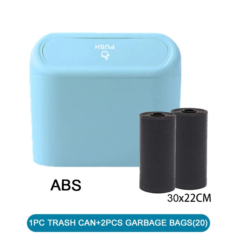 Mini Car Trash Can with Lid & 60 Garbage Bags