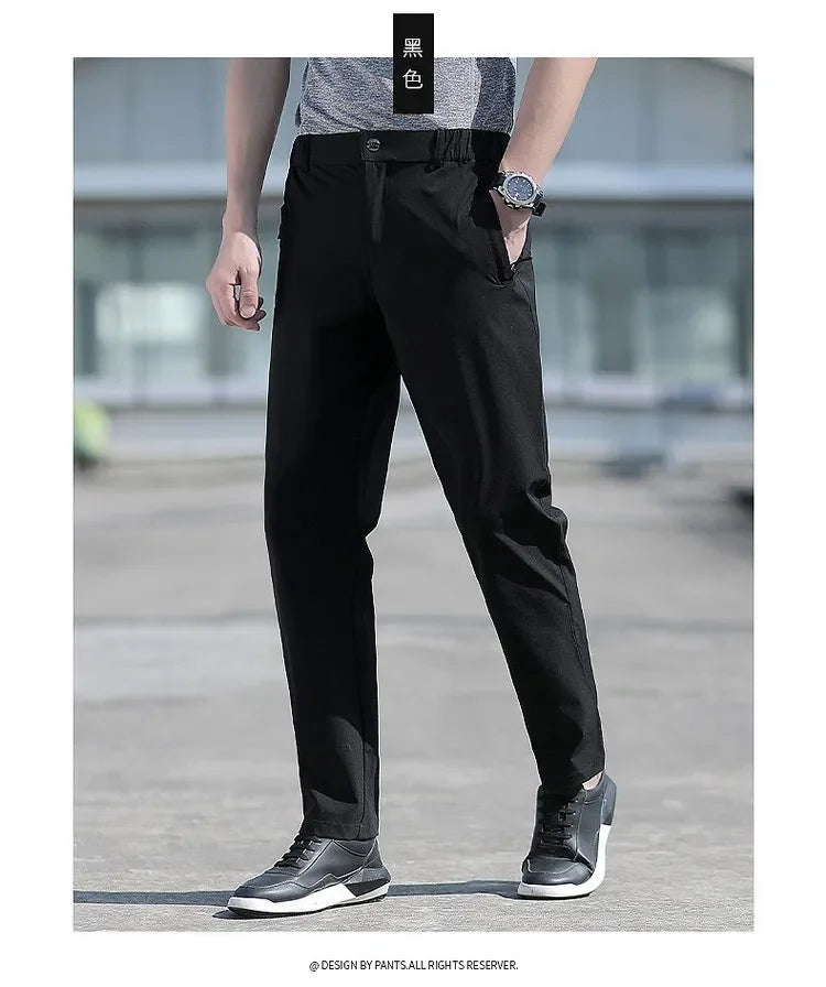 Men's Ice Silk Summer Pants, quick Dry Stretch Up to 7XL