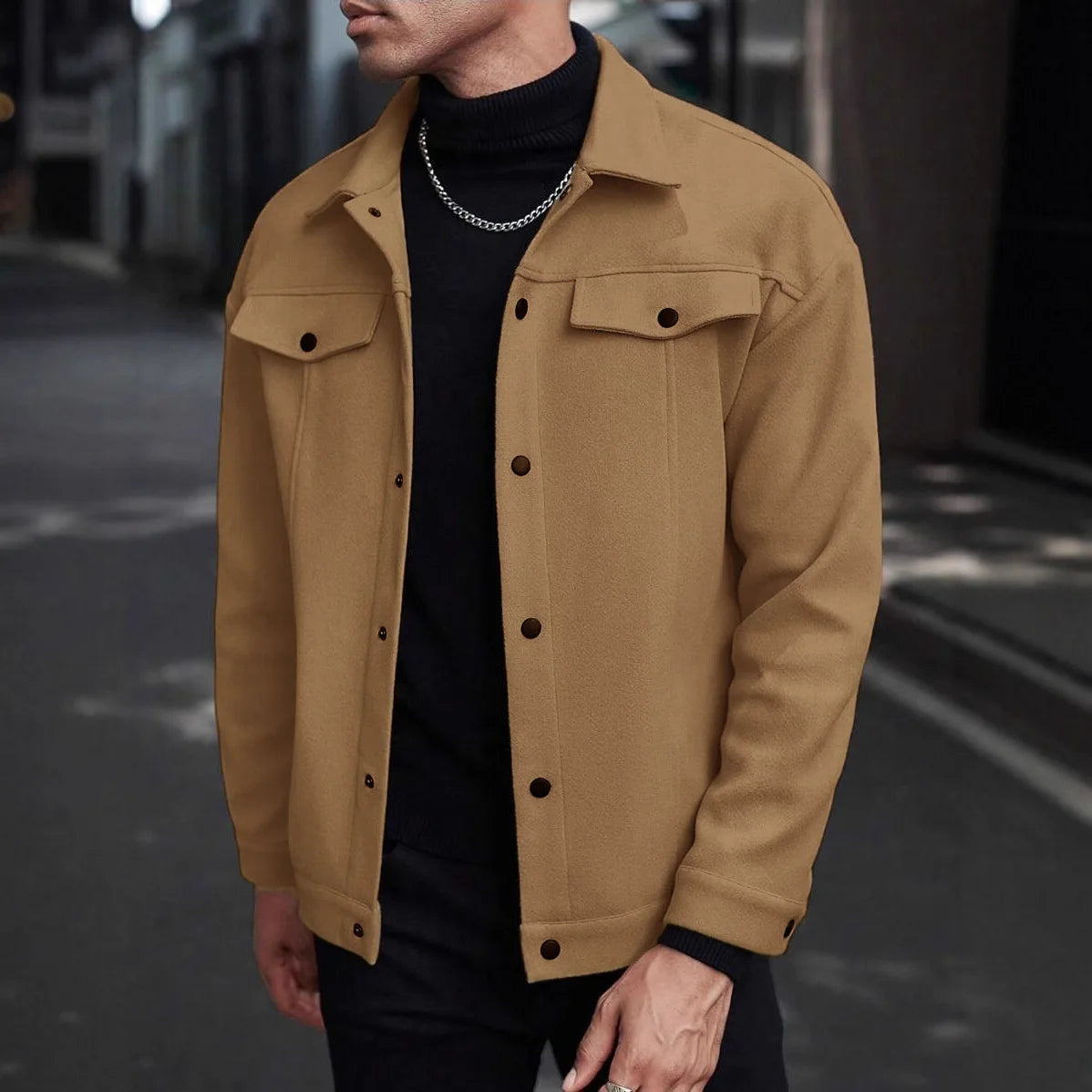 Men's Casual Shacket, Button-Up Overshirt Spring Jacket