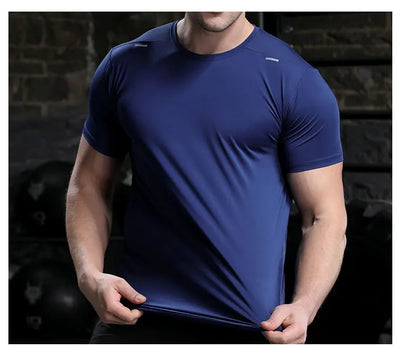 Men's Quick Dry Short Sleeve Sports Top, Breathable Cycling & Running Tee