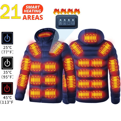 USB Electric Heated Jacket,2-21 Heating Zones